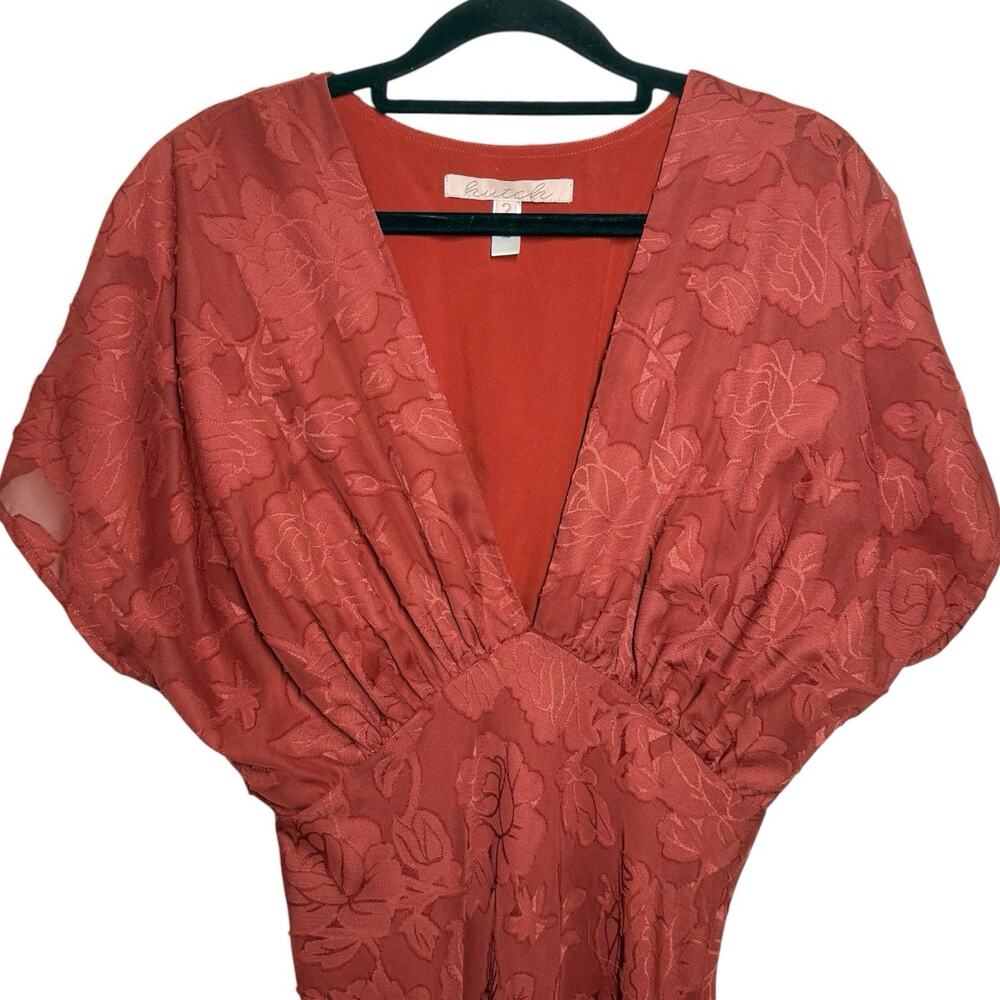 BHLDN Hutch Rust Orange Event Floral Motif Lindy V Neck Maxi Dress - 2 - Picture 4 of 9